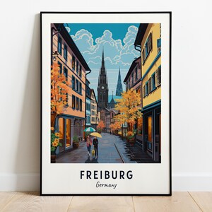 Impresión de pared con imágenes de viaje de Friburgo, impresión de la ciudad de Friburgo (Alemania), regalo de viaje de Friburgo, póster de la ciudad de Friburgo, descarga digital, regalo de viaje