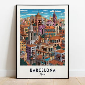 Barcelona Travel Print Wall Art, Barcelona - Spain City Print, Barcelona Travel Gift, Barcelona City Poster, Digital Download, Travel Gift