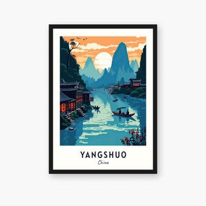 Yangshuo Travel Print, Yangshuo - China Travel Gift, Printable City Poster, Digital Download, Wedding Gift, Birthday Present