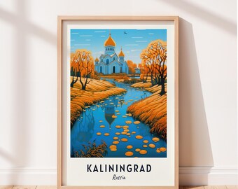 Kaliningrad Travel Poster Amber Museum Wall Art Russia Print Cityscape Artwork Travel Wall Decor Digital Download Travel Gift
