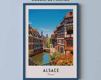 Elsass Reise Poster Frankreich Druck Wand Kunst Stadt Druck Stadtbild Kunstwerk Reise Wand dekor Digitaler Download Reisegeschenk