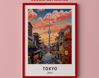 Tokyo Travel Poster Japan Print Wall Art City Print Cityscape Artwork Travel Wall Decor Digital Download Travel Gift
