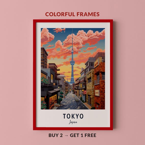 Tokyo Travel Poster Japan Print Wall Art City Print Cityscape Artwork Travel Wall Decor Digital Download Travel Gift