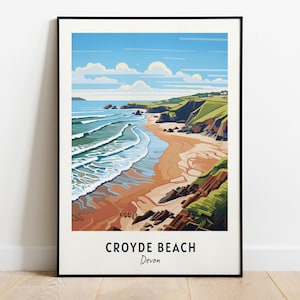 Croyde Beach, Devon Travel Print Wall Art, Croyde Beach - Devon City Print, Croyde Beach, Devon Travel Gift, Croyde Beach, Devon Poster