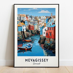 Mevagissey, Cornwall Travel Print Wall Art, Mevagissey - Cornwall City Print, Mevagissey, Cornwall Travel Gift, Mevagissey, Cornwall Poster