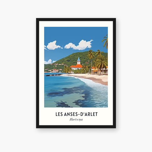 Les Anses-d'Arlet Travel Print, Martinique Travel Gift, Printable City Poster, Digital Download, Wedding Gift, Birthday Present