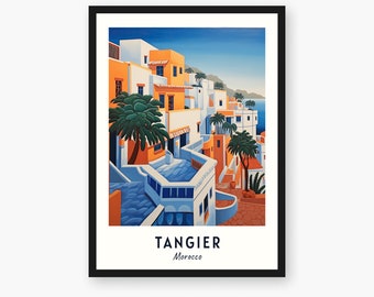 Impression de voyage Tanger, Tanger - Cadeau de voyage au Maroc, affiche de la ville imprimable, téléchargement numérique, cadeau de mariage, cadeau d'anniversaire