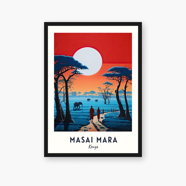 Masai Mara Travel Print, Masai Mara - Kenia Reiscadeau, Afdrukbare stadsposter, Digitale download, Huwelijkscadeau, Verjaardagscadeau