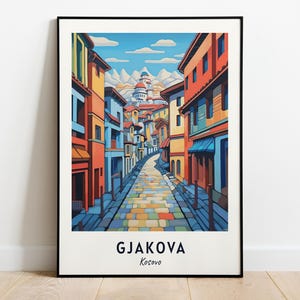 Antiguo bazar de Gjakova Travel Print Wall Art, Gjakova - Impresión de la ciudad de Kosovo, Antiguo bazar de Gjakova Regalo de viaje, Antiguo bazar de Gjakova Cartel