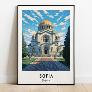 Impresión de viaje de la Catedral de Alejandro Nevski, arte mural, impresión de la ciudad de Sofía (Bulgaria), regalo de viaje de la Catedral de Alejandro Nevski, descarga digital