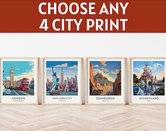 Custom Cityscape Art Print Set: Personalized Travel Poster (Digital Download)