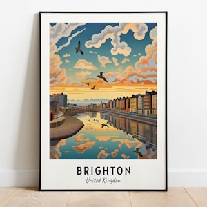 Brighton Travel Print Wall Art, Brighton - United Kingdom City Print, Brighton Travel Gift, Brighton City Poster, Digital Download, Wall Art