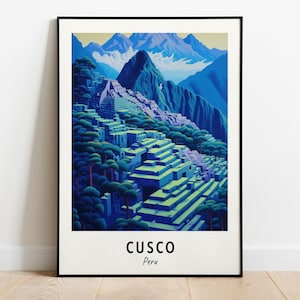 Machu Picchu Travel Print Wall Art, Cusco - Peru City Print, Machu Picchu Travel Gift, Machu Picchu Poster, Digital Download, Travel Gift
