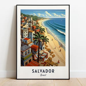 Arte de parede para impressão de viagem na praia do Porto da Barra, Salvador - Impressão da cidade do Brasil, presente de viagem na praia do Porto da Barra, pôster da praia do Porto da Barra