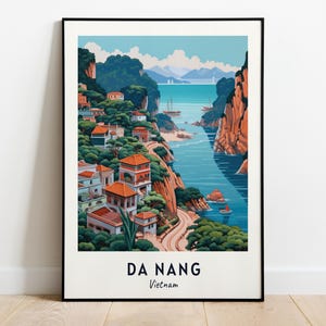 Arte de parede de impressão de viagem das montanhas de mármore, impressão da cidade de Da Nang - Vietnã, presente de viagem das montanhas de mármore, pôster das montanhas de mármore, presente de viagem