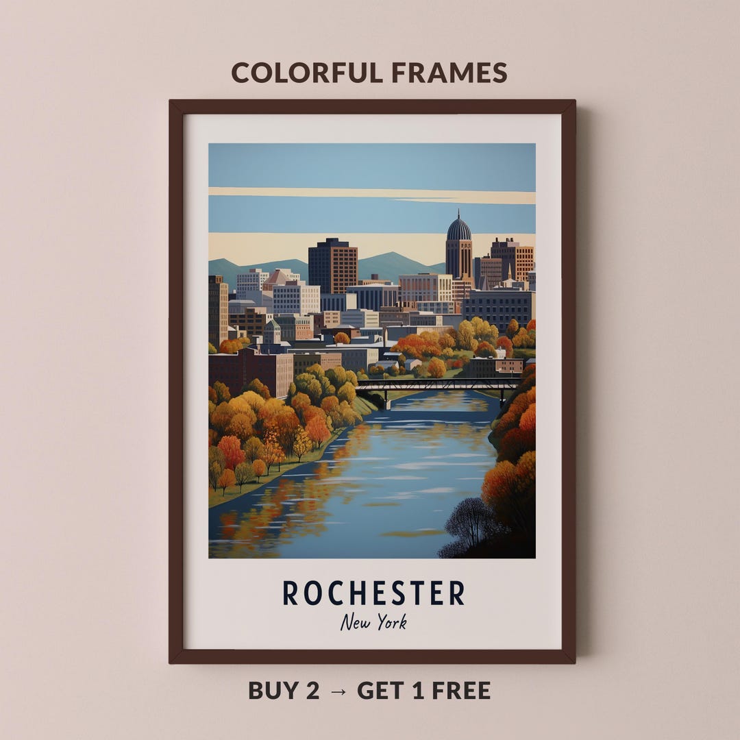 Rochester Travel Poster New York Print Wall Art City Print Cityscape ...