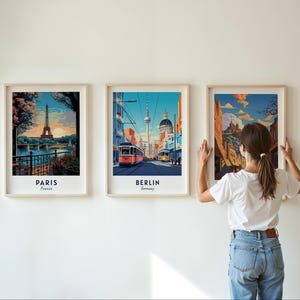 Berlin Alexanderplatz Travel Poster, TV Tower and Tram Wall Art, Germany Cityscape Print, Printable Digital Download image 3