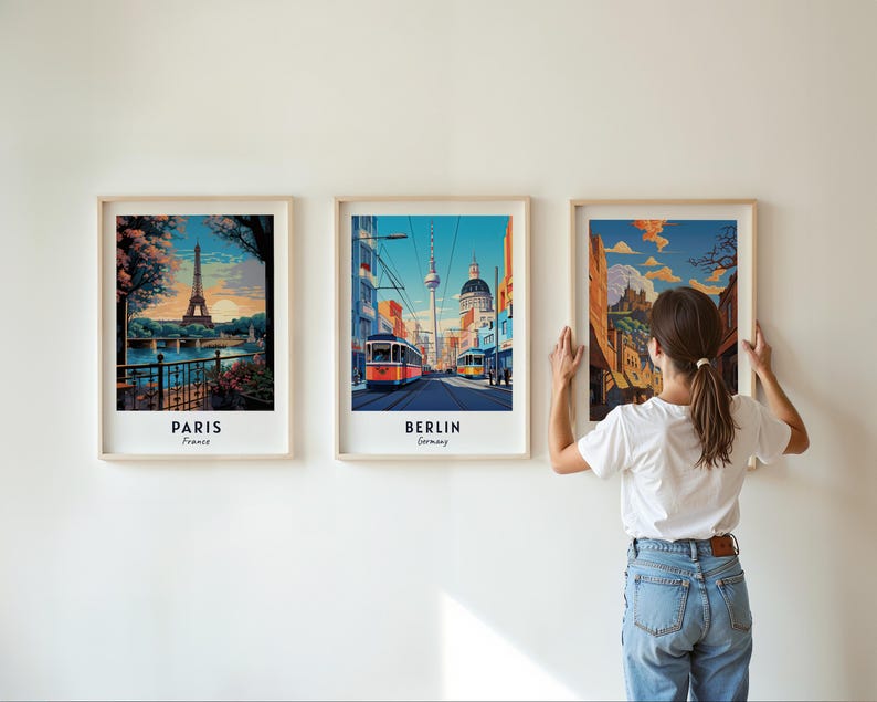 Berlin Alexanderplatz Travel Poster, TV Tower and Tram Wall Art, Germany Cityscape Print, Printable Digital Download image 3