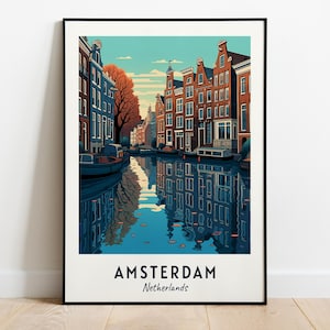 Amsterdam Travel Print Wall Art, Amsterdam - Netherlands City Print, Amsterdam Travel Gift, Amsterdam City Poster, Digital Download
