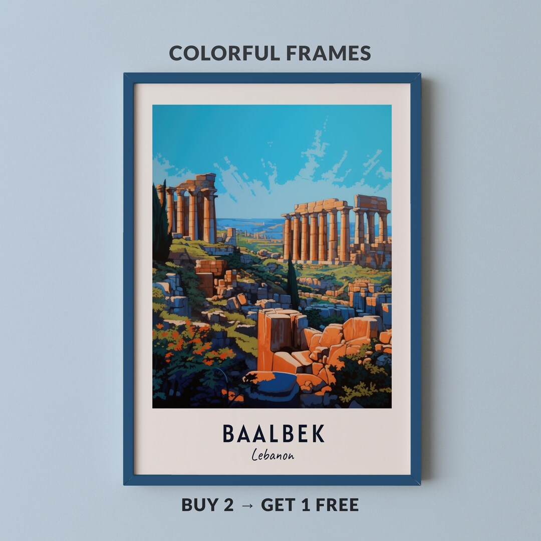 Baalbek Travel Poster Baalbek Roman Ruins Wall Art Lebanon Print ...