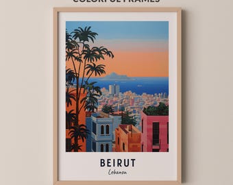 Beirut Travel Poster Lebanon Print Wall Art City Print Cityscape Artwork Travel Wall Decor Digital Download Travel Gift