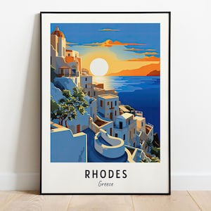 Rhodes Travel Print Wall Art, Rhodes - Greece City Print, Rhodes Travel Gift, Rhodes City Poster, Digital Download, Travel Gift, Wall Art
