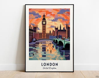 Big Ben Travel Print Wall Art, London - United Kingdom City Print, Big Ben Travel Gift, Big Ben Poster, Digital Download, Travel Gift