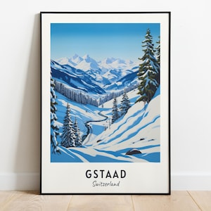 Gstaad, Zwitserland reizen print kunst aan de muur, Gstaad - Zwitserland stad print, Gstaad, Zwitserland reiscadeau, Gstaad, Zwitserland poster