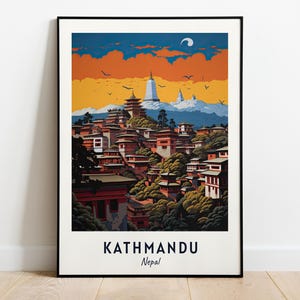 Kathmandu Travel Print Wall Art, Kathmandu - Nepal City Print, Kathmandu Travel Gift, Kathmandu City Poster, Digital Download, Travel Gift
