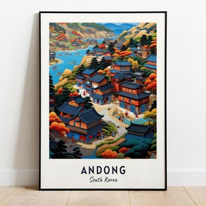 Hahoe Folk Village Travel Print Wall Art, Andong - South Korea City Print, Hahoe Folk Village Travel Gift, Hahoe Folk Village Poster