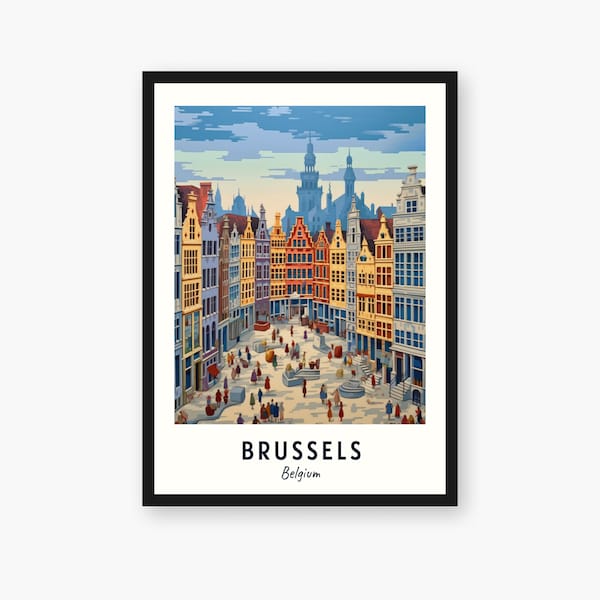 Impression de voyage à Bruxelles, Bruxelles - Belgique, cadeau de voyage, affiche de la ville imprimable, téléchargement numérique, cadeau de mariage, cadeau d'anniversaire