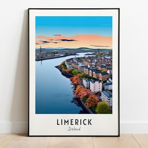 Limerick Travel Print Wall Art, Limerick - Ireland City Print, Limerick Travel Gift, Limerick City Poster, Digital Download, Travel Gift