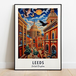 Leeds Travel Poster United Kingdom Print Wall Art City Print Cityscape Artwork Travel Wall Decor Digital Download Travel Gift