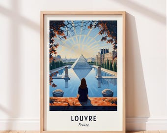 Louvre Travel Poster Louvre France Wall Art France Print Cityscape Artwork Travel Wall Decor Digital Download Travel Gift