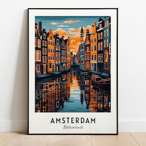 Amsterdam Travel Print Wall Art, Amsterdam - Netherlands City Print, Amsterdam Travel Gift, Amsterdam City Poster, Digital Download