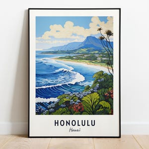 Honolulu Travel Print Wall Art, Honolulu - Hawaii City Print, Honolulu Travel Gift, Honolulu City Poster, Digital Download, Travel Gift