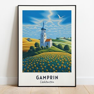 Chapel Of St. Peter And Paul Travel Print Wall Art, Gamprin - Liechtenstein City Print, Chapel Of St. Peter And Paul Travel Gift, Wall Art