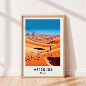 Merzouga Travel Poster Erg Chebbi Desert Wall Art Morocco Print Cityscape Artwork Travel Wall Decor Digital Download Travel Gift