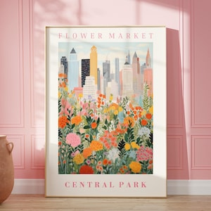 Flower Market Central Park Print Wall Art United States Floral Illustration Botanical Wall Art Trendy Wall Art Modern Poster