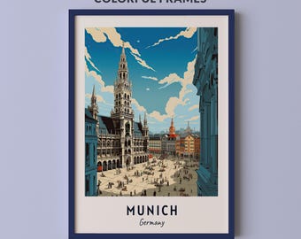 Munich Travel Poster Germany Print Wall Art City Print Cityscape Artwork Travel Wall Decor Digital Download Travel Gift