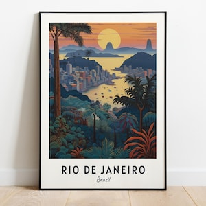 Arte de parede para impressão de viagem do Rio de Janeiro, Impressão da cidade do Rio de Janeiro - Brasil, Presente de viagem do Rio de Janeiro, Pôster da cidade do Rio de Janeiro, Arte de parede