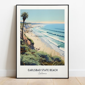 Carlsbad State Beach Travel Print Wall Art, Carlsbad State Beach - California City Print, Carlsbad State Beach Travel Gift, Digital Download