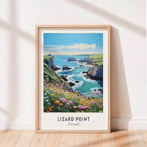 Lizard Point Travel Poster Lizard Point Cornwall Wall Art Cornwall Print Cityscape Artwork Travel Wall Decor Digital Download Travel Gift