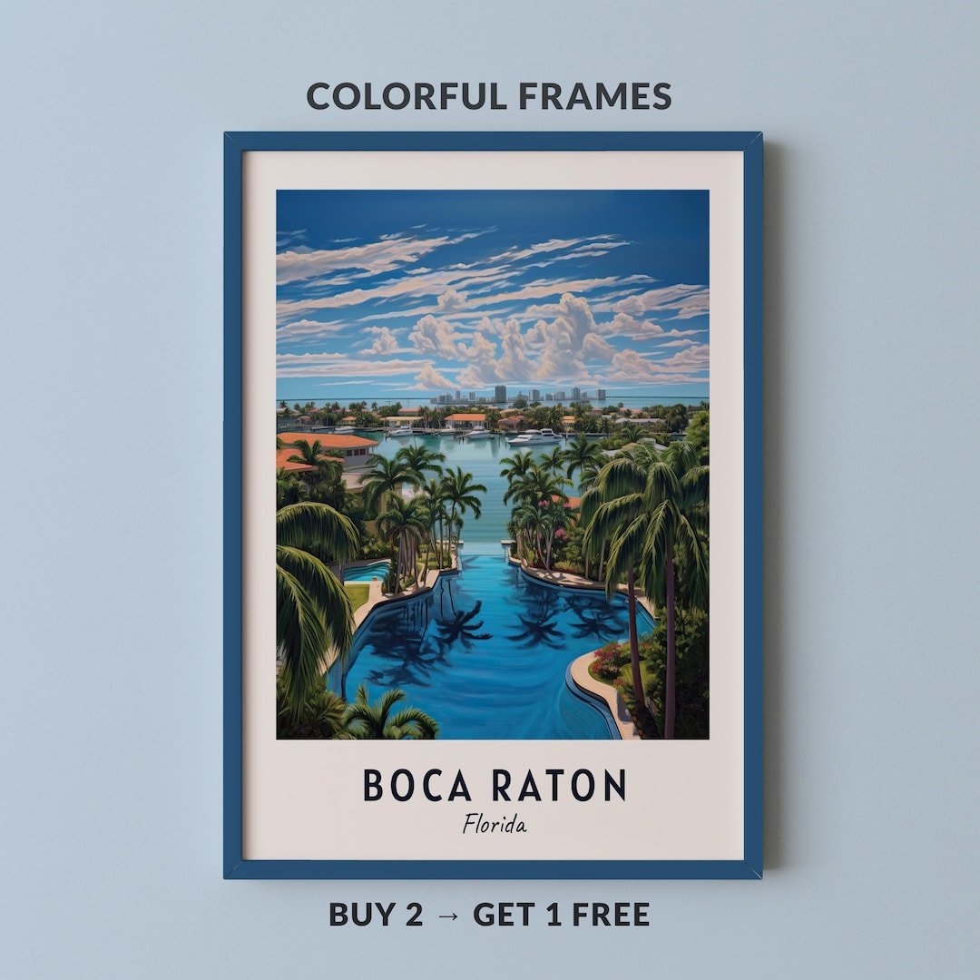 Boca Raton Travel Poster Florida Print Wall Art City Print Cityscape ...