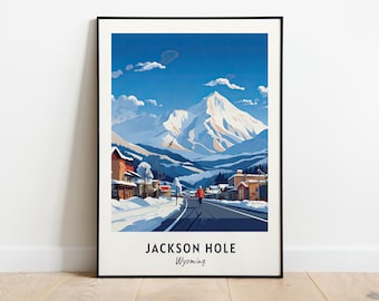 Jackson Hole Travel Print, Jackson Hole Ski Poster, Wyoming Ski Poster, Jackson Hole Digital Download, Ski Resort Print