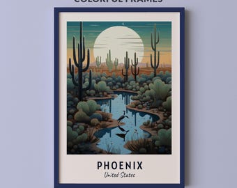 Phoenix Travel Poster United States Print Wall Art City Print Cityscape Artwork Travel Wall Decor Digital Download Travel Gift