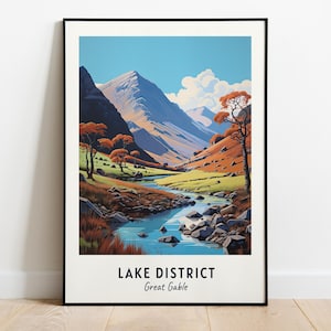 Lake District, Great Gable Travel Print Wall Art, Lake District - Great Gable City Print, Lake District, Great Gable Travel Gift, Wall Art