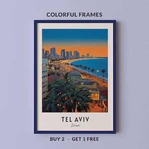 Tel Aviv Travel Poster Israel Print Wall Art City Print Cityscape Artwork Travel Wall Decor Digital Download Travel Gift