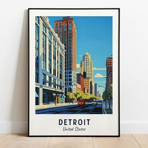 Detroit Travel Print Wall Art, Detroit - United States City Print, Detroit Travel Gift, Detroit City Poster, Digital Download, Travel Gift