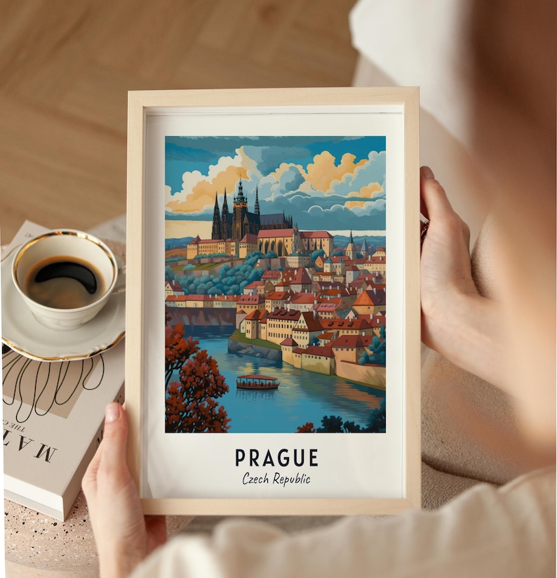 Prague Travel Poster Prague Castle Wall Art Czech Republic Print Cityscape Artwork Travel Wall Decor Digital Download Travel Gift image 4
